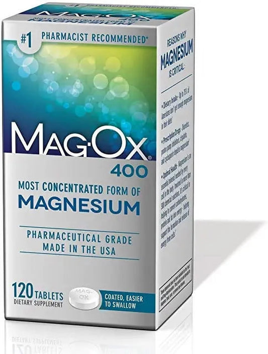 400 Magnesium Oxide Dietary Mineral Supplement Tablets 120 Count