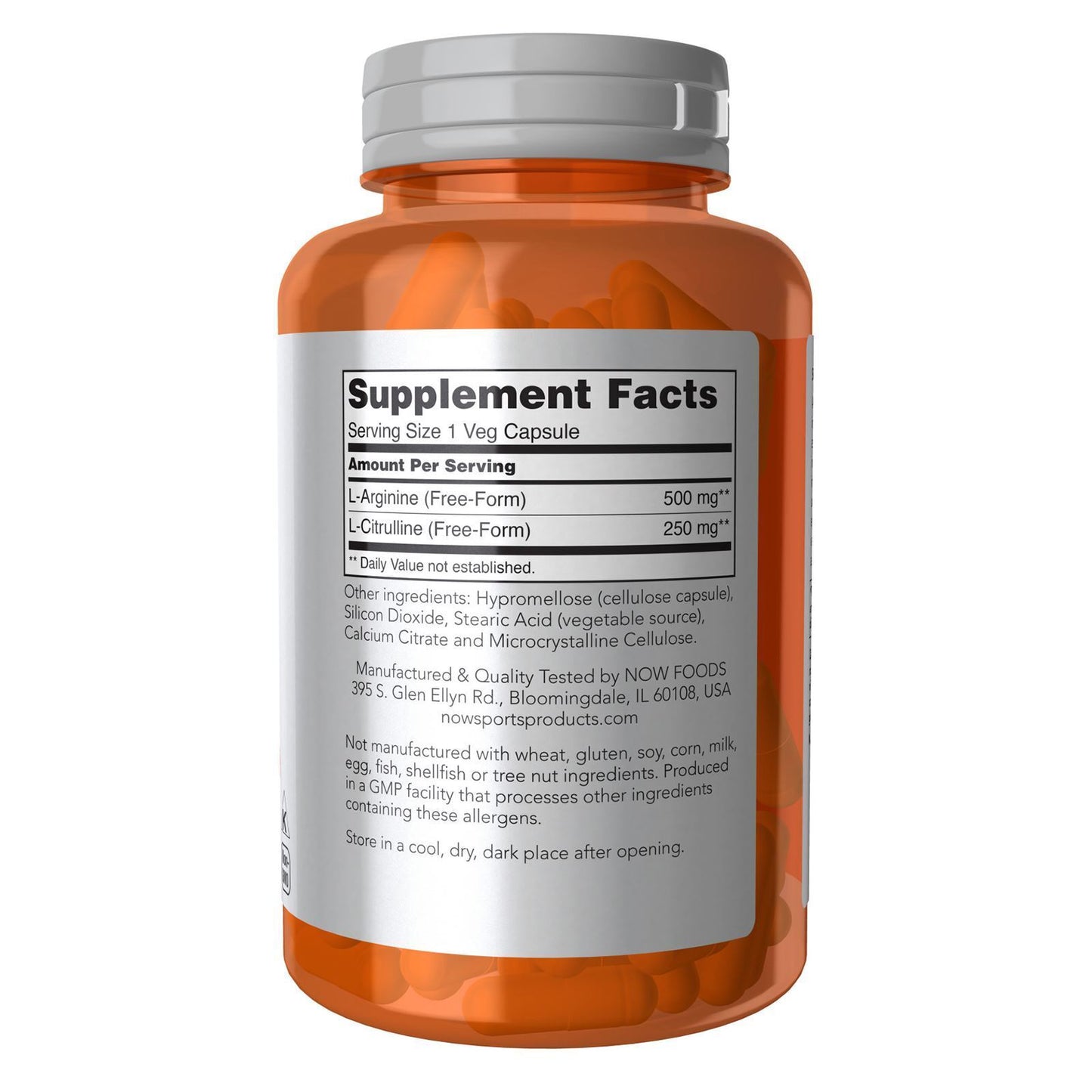 NOW FOODS Arginine & Citrulline 500 Mg 250 Mg 120 Veg Capsules