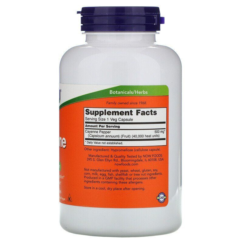 Now Foods Cayenne 500Mg, 250 Veg Capsules