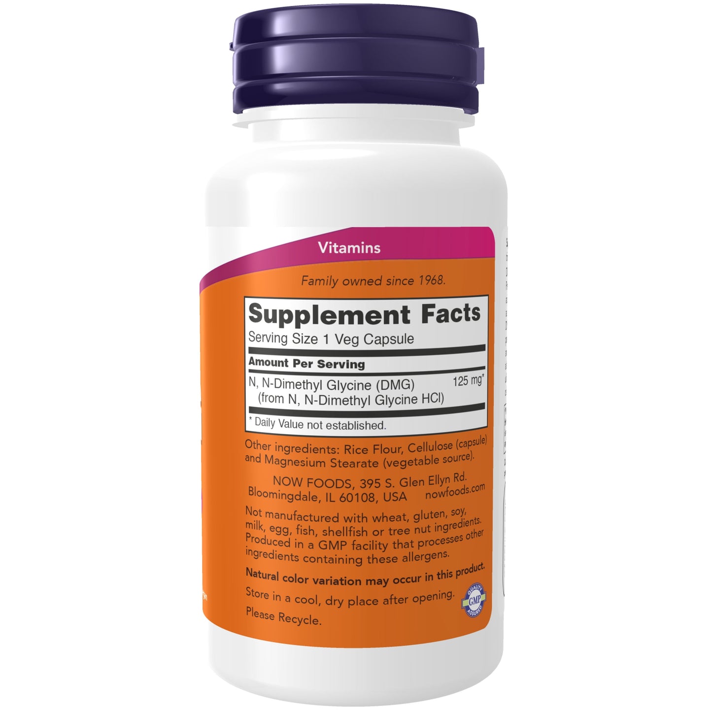 Supplements, DMG (N-Dimethyl Glycine) 125 Mg, Nutritional Support, 100 Veg Capsules