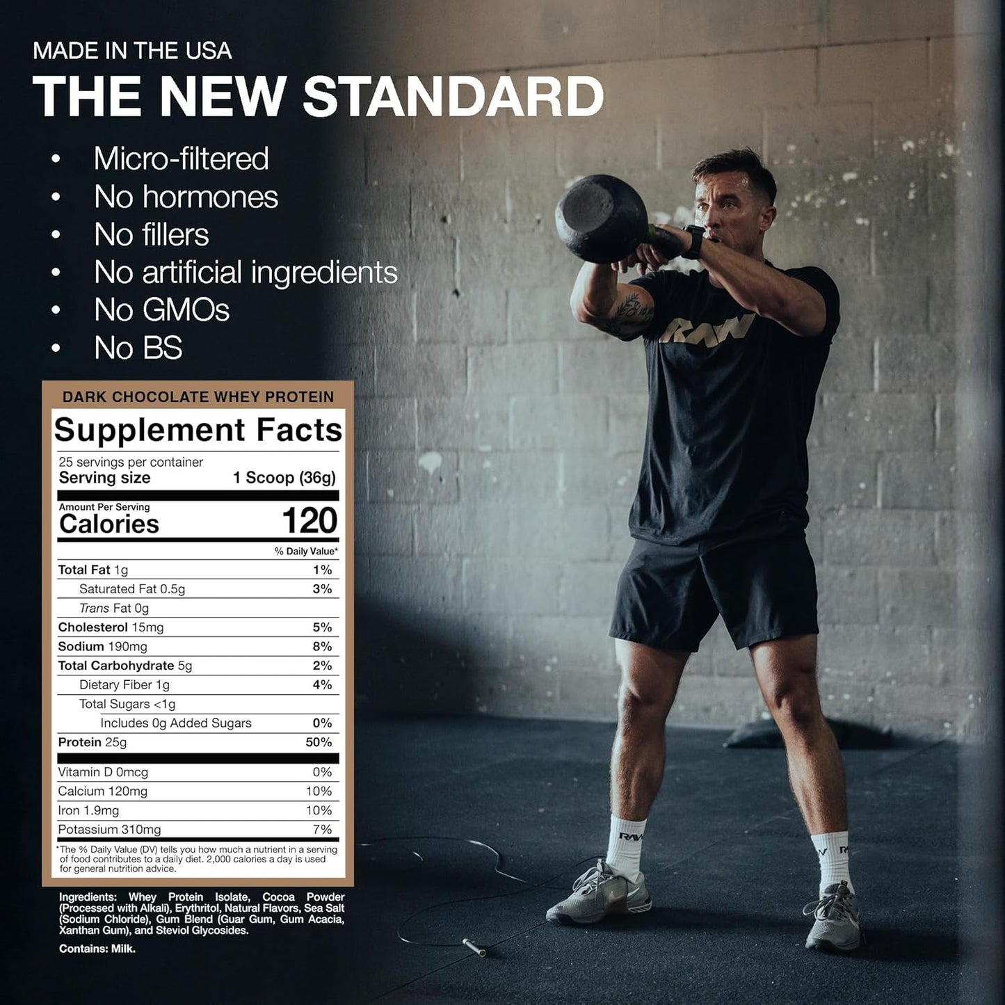 Whey Isolate Protein Powder, Dark Chocolate - 100% Grass-Fed Sports Nutrition Wh