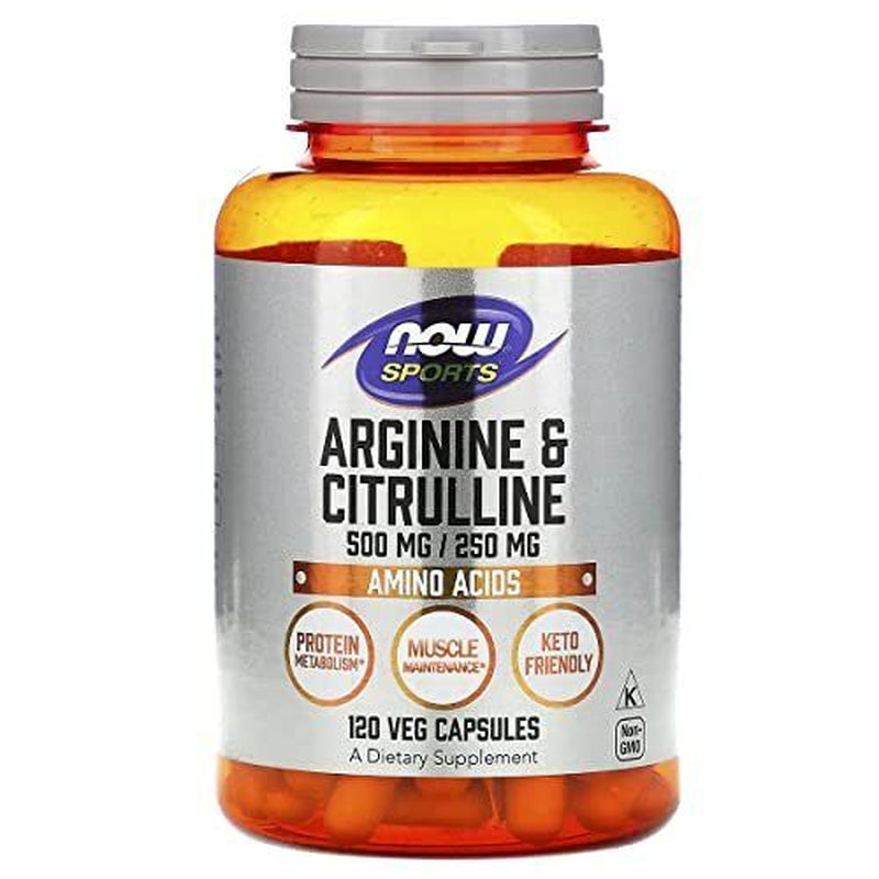 NOW FOODS Arginine & Citrulline 500 Mg 250 Mg 120 Veg Capsules