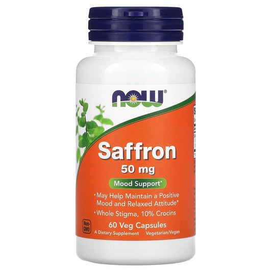 Saffron Mood Support, 50 Mg, 60 Veg Capsules, by NOW