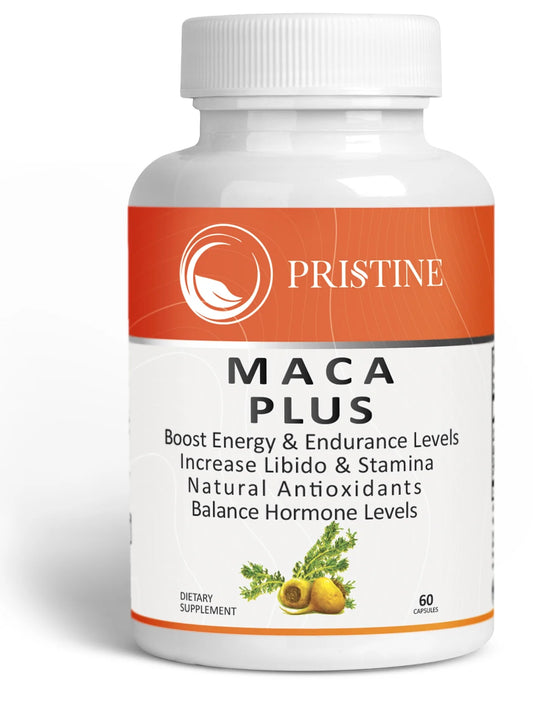 Pristine Maca Root Capsules - Black, Red, Yellow 1500Mg Supports Reproductive Health, 60Ct