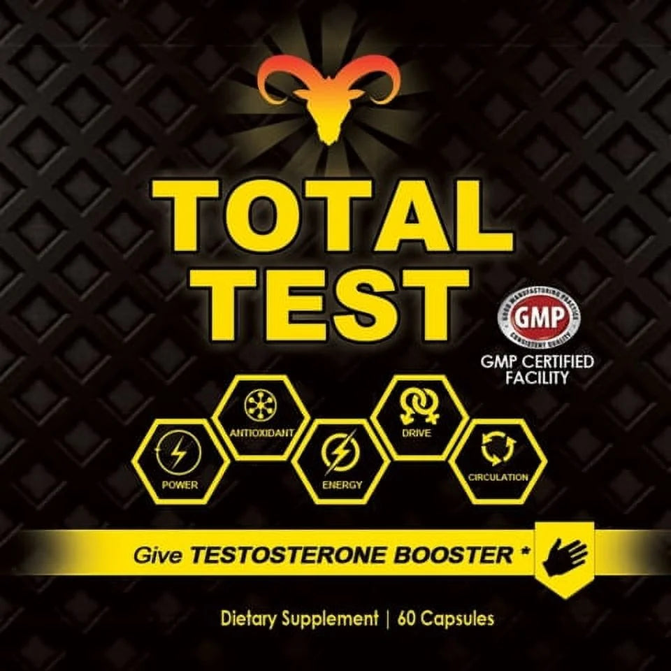 Total Test Testosterone Booster 60 Capsules 1500Mg USA Made Energy Libido Increase