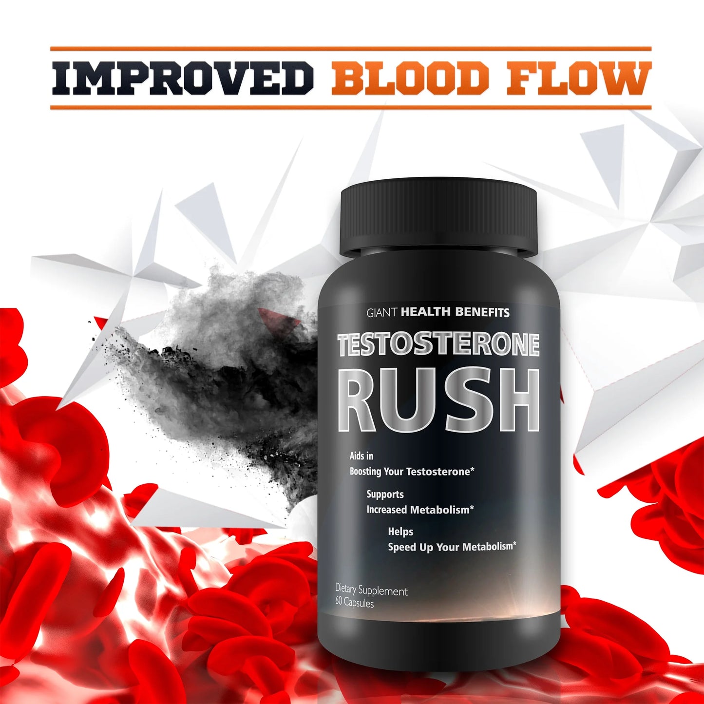 Testosterone Rush by  - Helps Increase Energy, Muscle Mass, Stamina and Weight Loss - Testosterone Booster for Men - 60 Capsules