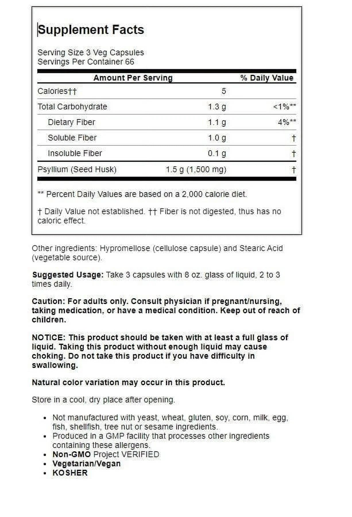 - Psyllium Husk 500 Mg. - 200 Vegetable Capsule(S)